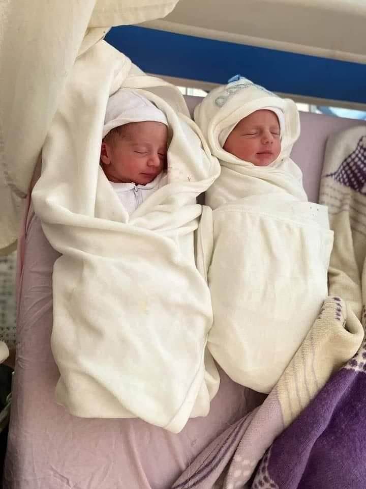 Timesofgaza's tweet photo. Palestinian father from Gaza went to issue birth certificates for his recently-born twins only to find them killed along with their mother in an lsraeli airstrike. https://t.co/OqluMZP7k2