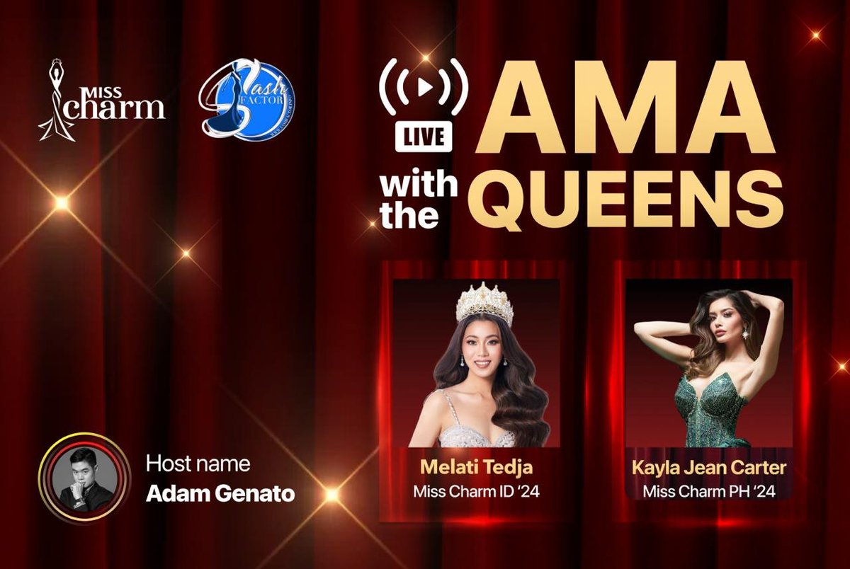 🌟 Miss Charm Connect: Live AMA with the Queens! 🌟

We’re excited to kick off a series of Ask Me Anything (AMA) sessions with our stunning Miss Charm queens! 🎉

✍️Topic: When and Where Miss Charm 2024 Will Be Held?

📅21:00 UTC+7 18/08/2024

📍 Location: Join us on Facebook