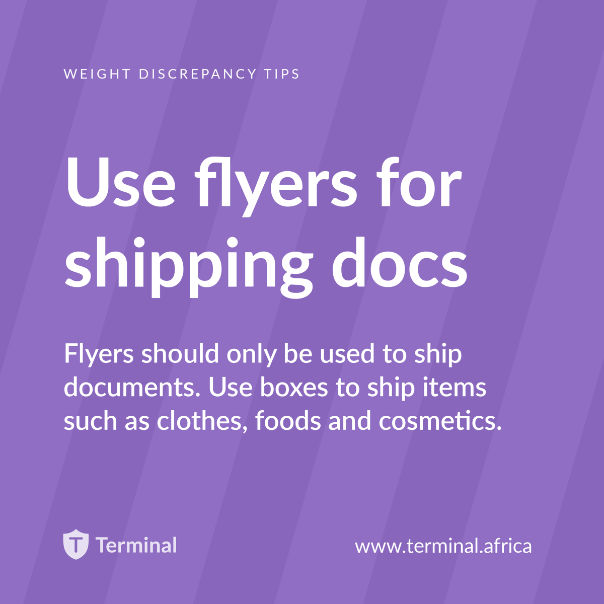 terminal_africa's tweet photo. 📦 Shipping Tips 101: Follow these tips to ensure smooth shipments every time and avoid weight discrepancy charges.
Learn more - https://t.co/MXSOYUNJEL
#TerminalAfrica #Logistics #SupplyChain #Shipping #Warehousing #delivery #LogisticsSolution #InternationalShipping #DHL https://t.co/zu5HrewEYj