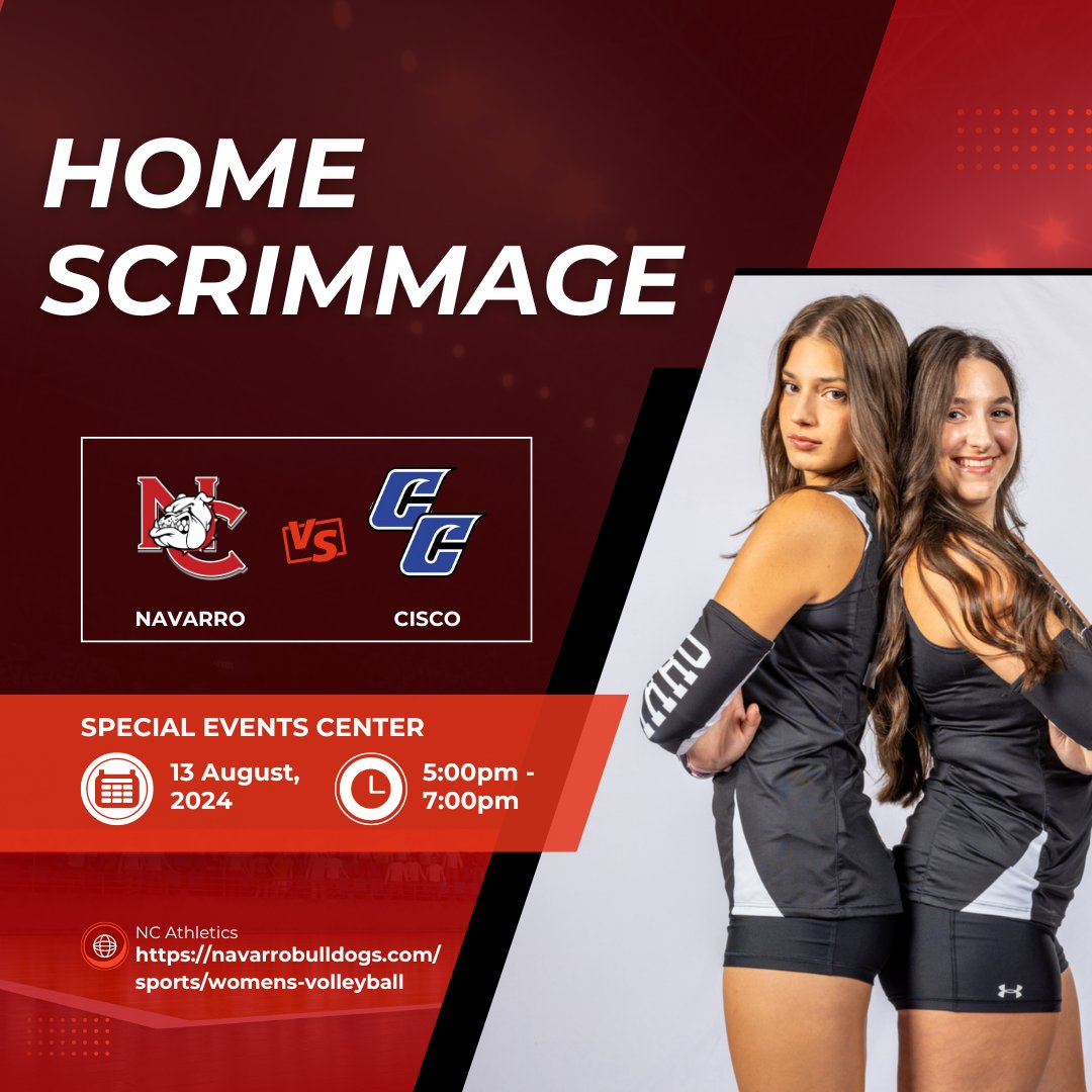 Tonight's the night! 🏐🔥 Catch us at the K. &amp; Ida Wolens Special Events Center as we take on Cisco College in our fall home scrimmage. Let’s pack the stands and make some noise! 🐾 #bulldognation #navarrocollege #volleyball