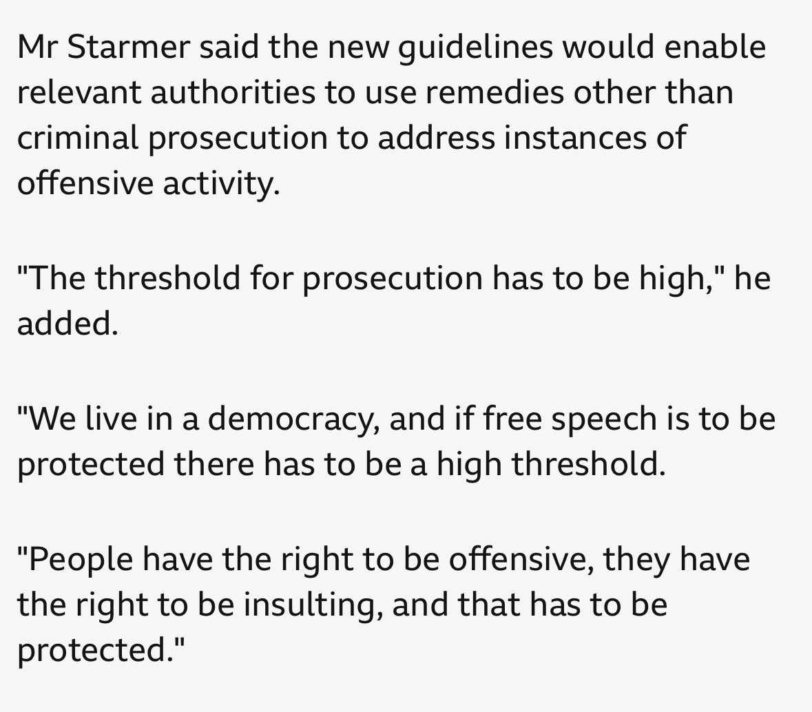 Keir Starmer, the Director of Public Prosecutions, in 2012 on free speech and social media guidelines.

If only 2024 Keir Starmer would listen to 2012 Keir Starmer. #TwoTeirKeir