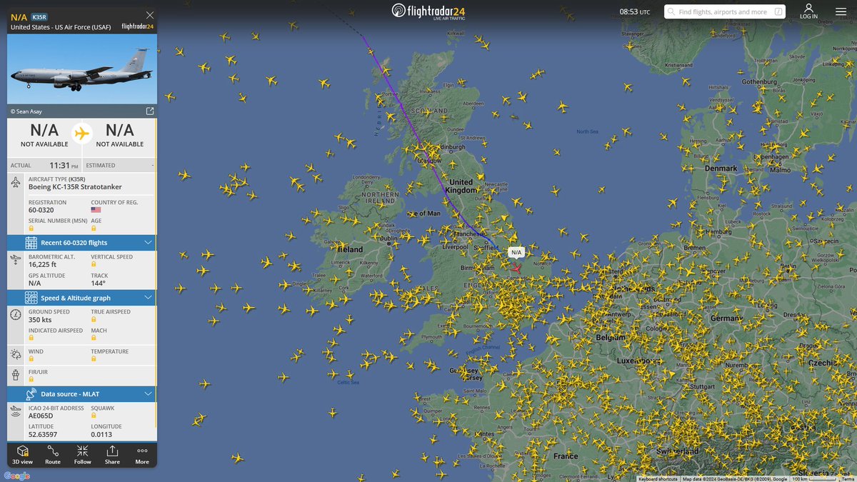 AIYeyENGDdJkjTr's tweet photo. Aug. 13, 2024
#Fairchild Air Force Base #RAF Mildenhall
#NoCALLSIGN #AE041F USAF KC-135R Stratotanker
#NoCALLSIGN #AE065D USAF KC-135R Stratotanker
#NoCALLSIGN #AE014C USAF KC-135R Stratotanker
#NoCALLSIGN #AE07A3 USAF KC-135R Stratotanker https://t.co/05osVfNJTE