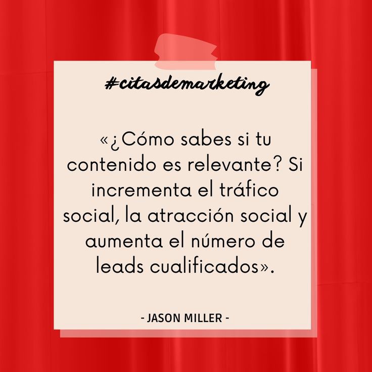oscarjcardonat's tweet image. ¿Cómo sabes si tu #contenido es #relevante? Si incrementa el #tráfico #social, la #atracción #social y aumenta el número de #leads cualificados. Jason Miller.
#citasdemarketing #marketing #marketingdecontenidos #leads #embudodeconversion #estrategia #enfoque