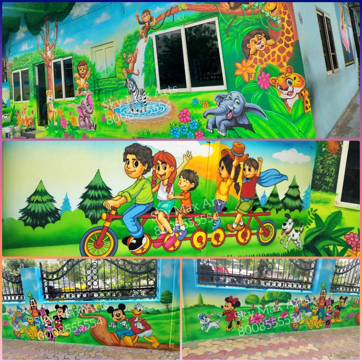 SKYMAXARTS1's tweet photo. Play School Cartoon Painting Pictures in NAVEENA PLAY SCHOOL @Vansalipuram
#playschoolcartoonpaintingpictures
#cartoonwallpaintinginschool
#junglethempainting
#schoolcompoundwalls
#playschoolpaintingideas
#schoolwalldesignartist
#boundarywalls
#schoolfrontwall
#schoolcartoon https://t.co/FEdXR4h4Ri