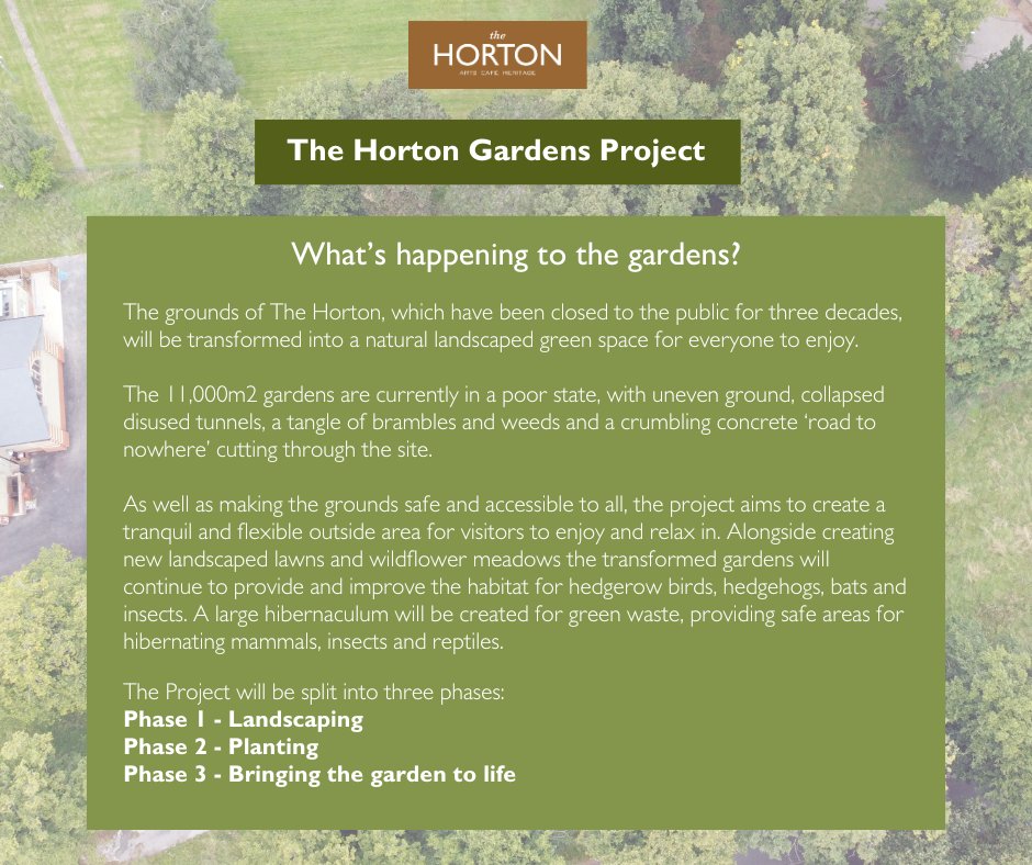 TheHortonEpsom's tweet photo. We’re excited to announce that the transformation of The Horton’s gardens has begun. The Project will be split into three phases of work. Phase 1 will last roughly 11 weeks and will lay the foundation for the gardens.
Find out more about what's happening - https://t.co/zGgBFZJnSu https://t.co/0OkxFk2sGr