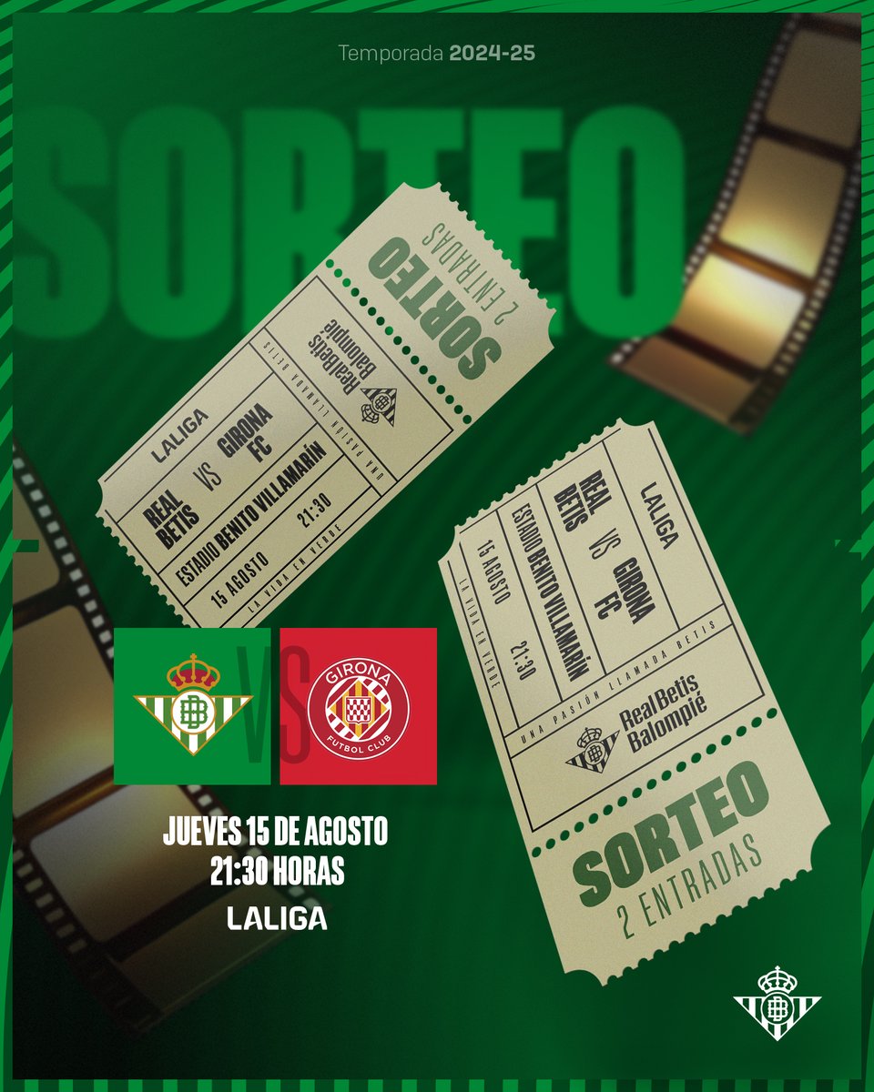 RealBetis's tweet image. ¡OJO! 📢

¡Sorteamos 2 entradas para el #RealBetisGirona entre todos los que hagáis 𝐑𝐓 a esta publicación! 🔁🎫👍