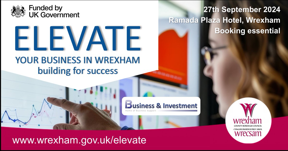 Business and Investment - Wrexham Council (@wxmbizsupport) on Twitter photo Elevate your business   in Wrexham – free to attend business lunch conference. 27th  September at the Ramada Plaza Hotel, Wrexham – Booking essential. Find out   more and book your place: wrexham.gov.uk/elevate Elevate your business   in Wrexham – free to attend business lunch conference. 27th  September at the Ramada Plaza Hotel, Wrexham – Booking essential. Find out   more and book your place: wrexham.gov.uk/elevate