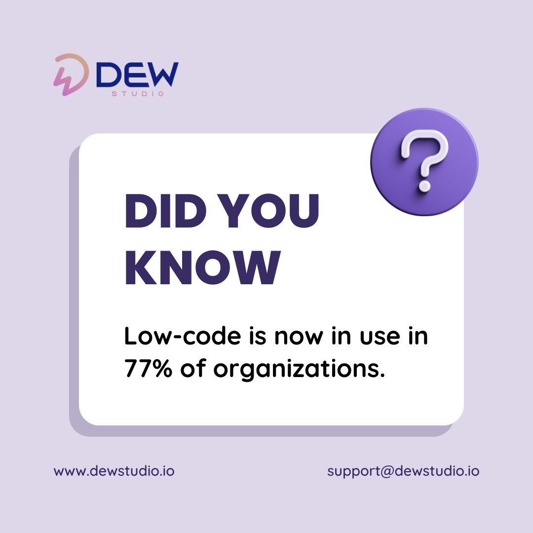 dewstudio_io's tweet image. 77% of organizations are now embracing low-code! Discover how it’s transforming businesses and driving innovation.
dewstudio.io
DEWStudio, a product developed by TechRev LLC
#DEWStudio #lowcodeplatform #lowcodetool #lowcodesolution #lowcode #lowcodeappdevelopment