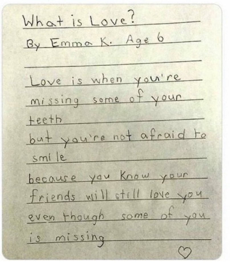 “What is Love?” by Emma K. Age 6.