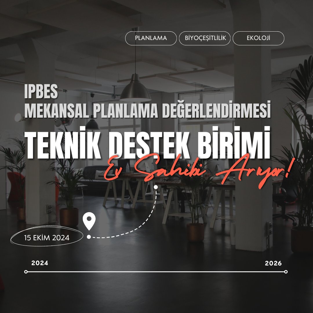 🚨  #IPBES, Mekansal Planlama Değerlendirmesi için teknik destek birimine ev sahipliği tekliflerini bekliyor!🌍📐

🗓️Son başvuru tarihi: 15 Ekim 2024  

Daha fazla bilgi için ⤵️
ipbes.net/spatial-planni…