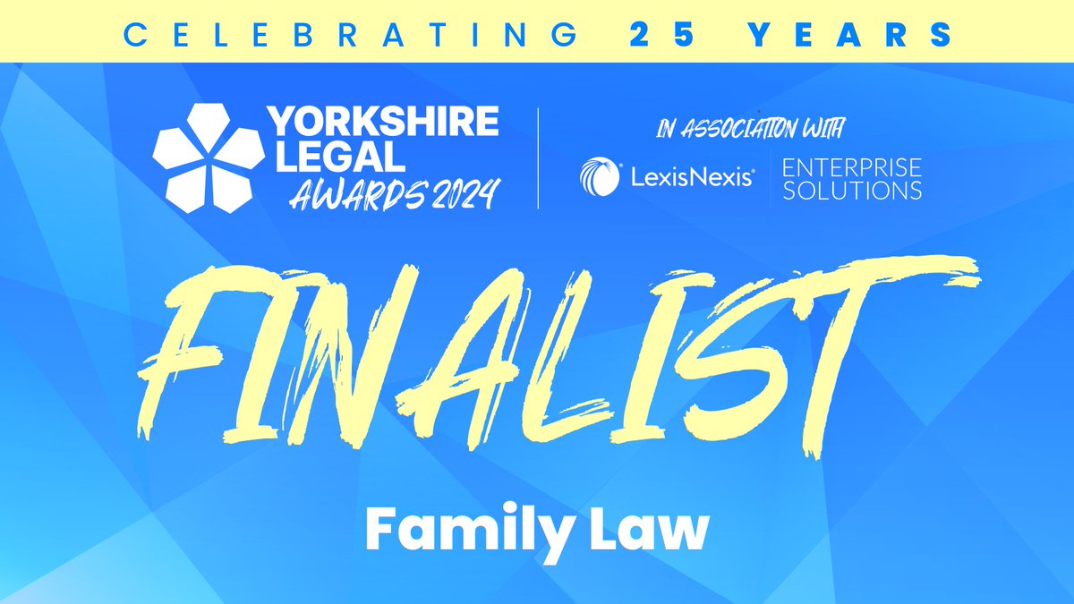 We’re delighted to be announced as finalists in the ‘Family Law’ category at the <a href="/Yorkshire_Legal/">Yorkshire Legal</a> Awards! 🎉 
 
This recognition highlights our relentless commitment to excellence and the outstanding efforts of our remarkable team.👏
 
Good luck to all the nominees!