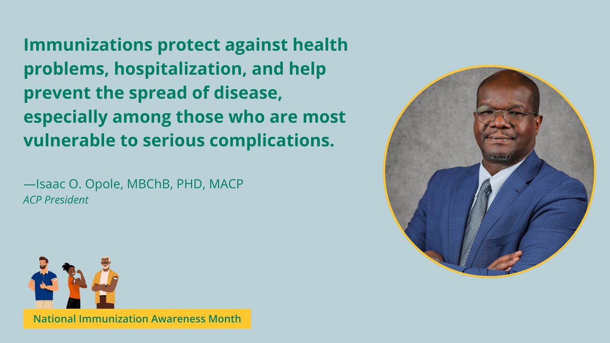 As fall approaches so does the influenza season &amp; the uptick of COVID-19 cases. ACP is urging adults to get all recommended immunizations for protection against preventable diseases such as influenza, RSV, pneumonia &amp; COVID-19: ecs.page.link/QbqTW #NIAM2024 #IRaiseTheRates