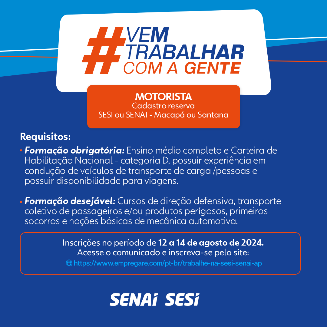 SenaiAmapa's tweet photo. Se liga!
Acesse o link https://t.co/PnN2IkfbB1 e participe do nosso processo seletivo!
#VemSerSesiSenai https://t.co/O44Sn9cJyp