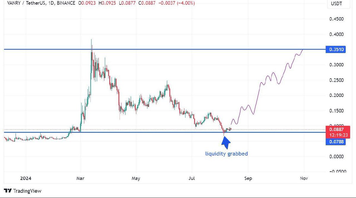 $VANRY, price corrected and grabbed buy side liquidity below a major support line

Price just got fueled up for a pump, eyeing at $0.35 for the short mid term.