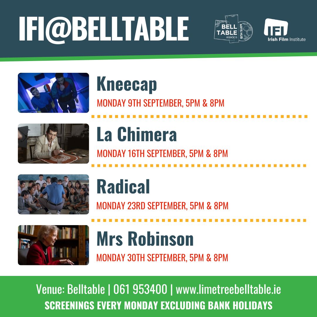 Our IFI@Belltable screenings for September are on sale 👏

Make the most out of your Monday nights with our cinema offer:
Buy 2 tickets to IFI@Belltable films and get the third one free.
Use Promo Code ifi3for2

🎟 bit.ly/3JY0qEc

#IFI #Belltable #Film #IFIBelltable
