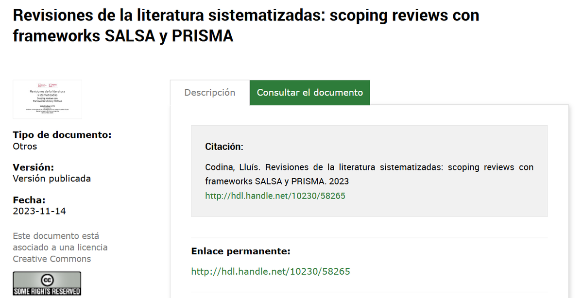 ¿Tienes dudas sobre cómo llevar a cabo la revisión de la literatura para tu tesis doctoral? ¿Dudas entre una revisión sistemática o una scoping review? ¿Qué protocolos adoptar? ¿Qué es PRISMA? Respuestas en esta presentación.
repositori.upf.edu/handle/10230/5…
