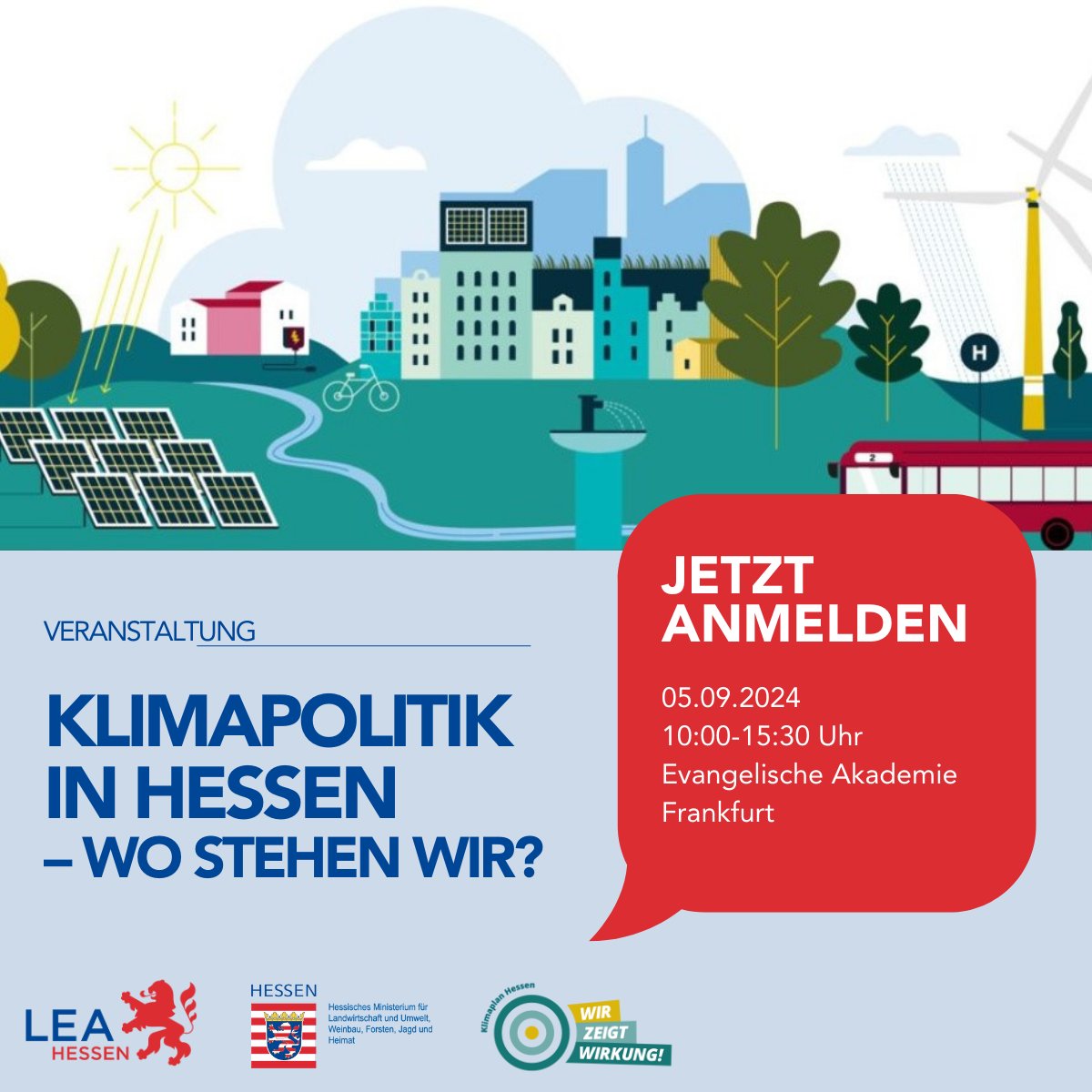 LEA Hessen (@lea_hessen) on Twitter photo Wir wollen Klimaerfolge feiern und voneinander lernen! Dazu laden wir gemeinsam mit <a href="/UmweltHessen/">Ministerium für Landwirtschaft und Umwelt Hessen</a> zur Veranstaltung „Klimapolitik in Hessen – wo stehen wir? ein.
📅 05.09.2024, 10:00-15:30 Uhr, Frankfurt
👉 Jetzt anmelden: events.landesenergieagentur-hessen.de/Klimapolitik-i…
#klimaschutz #klimaplanhessen Wir wollen Klimaerfolge feiern und voneinander lernen! Dazu laden wir gemeinsam mit <a href="/UmweltHessen/">Ministerium für Landwirtschaft und Umwelt Hessen</a> zur Veranstaltung „Klimapolitik in Hessen – wo stehen wir? ein.
📅 05.09.2024, 10:00-15:30 Uhr, Frankfurt
👉 Jetzt anmelden: events.landesenergieagentur-hessen.de/Klimapolitik-i…
#klimaschutz #klimaplanhessen