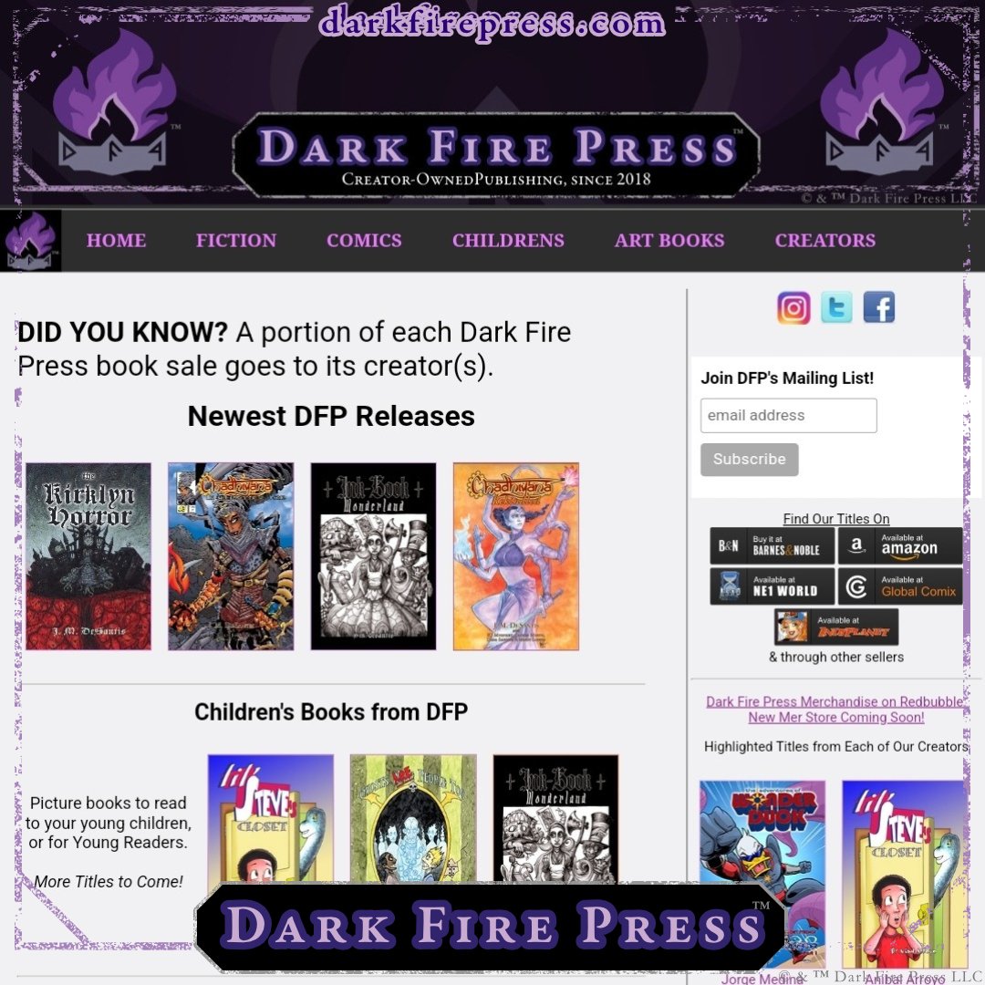 darkfirepress's tweet photo. With our new logo, our website has been updated to reflect, and our back catalogue will slowly adopt it (making any previous titles now collectors items): https://t.co/78IaBmiAr3
#publisher #publishing #creatorowned #indiepublishing #indiepublisher #DarkFirePress #books #comics https://t.co/Z9g9JwwA3P