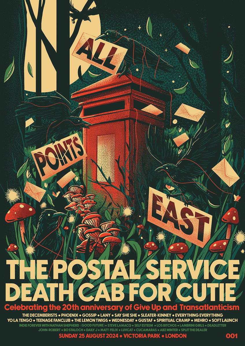 All Points East (@allpointseastuk) on Twitter photo To commemorate <a href="/PostalService/">The Postal Service</a> and <a href="/dcfc/">Death Cab for Cutie</a>'s 20th anniversary show on Sunday 25 August, we have collaborated with artist <a href="/lewyjonesart/">LEWY JONES</a> on a limited-edition bespoke print to mark this very special occasion ✨
This exclusive print can only be purchased at the merch stand, and will be To commemorate <a href="/PostalService/">The Postal Service</a> and <a href="/dcfc/">Death Cab for Cutie</a>'s 20th anniversary show on Sunday 25 August, we have collaborated with artist <a href="/lewyjonesart/">LEWY JONES</a> on a limited-edition bespoke print to mark this very special occasion ✨
This exclusive print can only be purchased at the merch stand, and will be