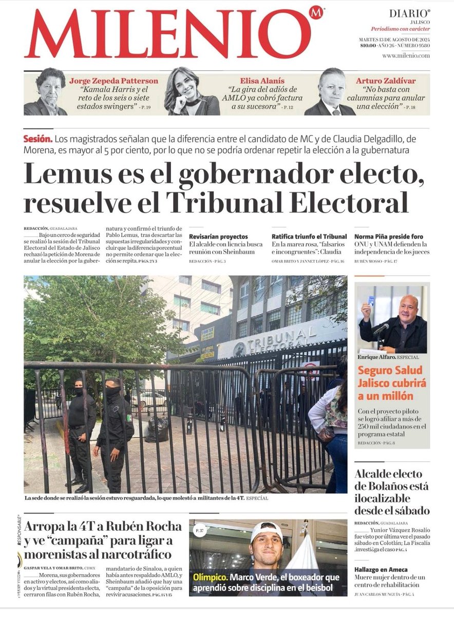 bourjack's tweet photo. #Lemus derrota a Morena a impugnadores en Triejal y da un paso adelante a la gubernatura de Jalisco. La prensa local asi lo destaca. https://t.co/kYEjxWrrdw