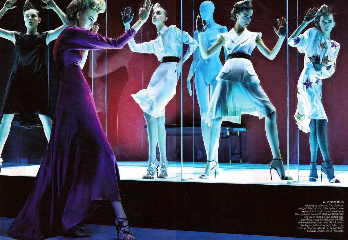 LMDpics's tweet photo. Lily Donaldson with Caroline Trentini, Coco Rocha, Tanya Dziahileva, and Raquel Zimmermann photographed by Steven Klein for Vogue US "Power of One: A Man of Distinction", March 2008. https://t.co/wKL9alXe1D