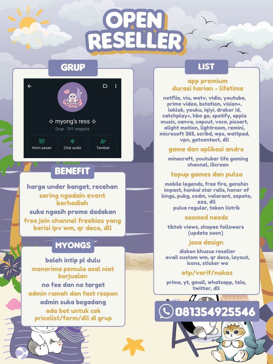 ansenless's tweet image. 14 myongs lagi open reseller opress
langsung wa aja ke wa.me/6281354925546

testi padlet.com/myongss/testir…
(baru bikin testi)

jgn dm yaa krn delay bgt

#zonauang