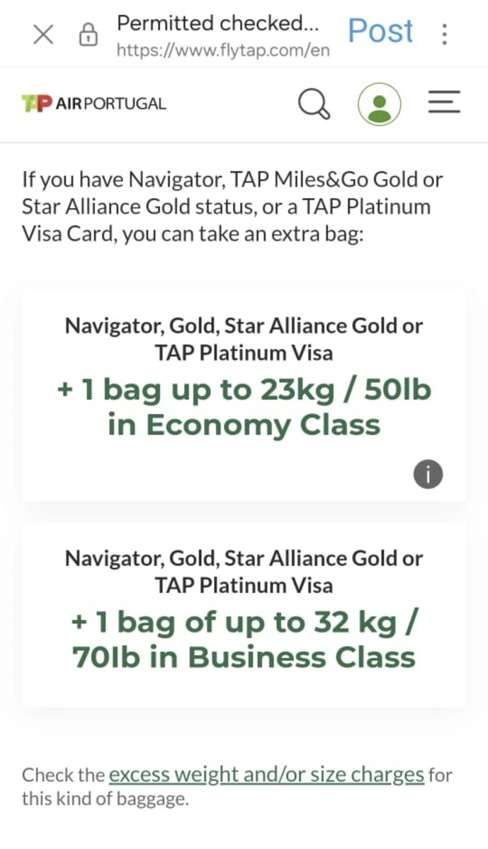 Agung (@arachmanto) on Twitter photo Hi <a href="/SingaporeAir/">Singapore Airlines</a> as an SQ Gold member would one be able to get extra baggage allowance when flying with <a href="/tapportugalair/">TAP Air Portugal Airlines flights</a> marketed flight but operated by Portigalia Airlines. I can't seem to find any info about this in Krisflyer website. TAP site said one could get extra, though. Hi <a href="/SingaporeAir/">Singapore Airlines</a> as an SQ Gold member would one be able to get extra baggage allowance when flying with <a href="/tapportugalair/">TAP Air Portugal Airlines flights</a> marketed flight but operated by Portigalia Airlines. I can't seem to find any info about this in Krisflyer website. TAP site said one could get extra, though.