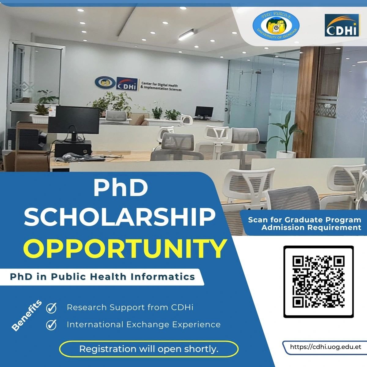 We have two open competition based PhD positions for those who are interested to join our PhD in Public Health Informatics program! All those who pass NGAT exam are eligible to apply!
<a href="/BinyamTila/">Binyam Tilahun</a> #CDHi #UoG #PhD #HI