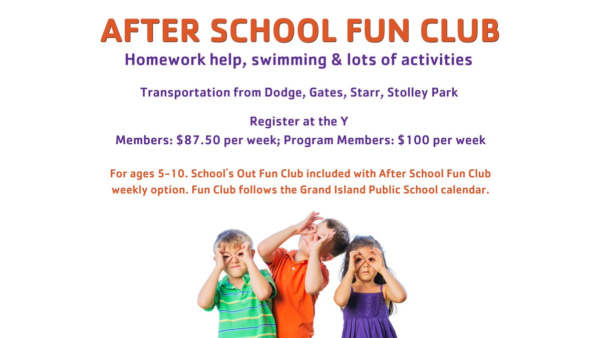 Come to the Y to register!