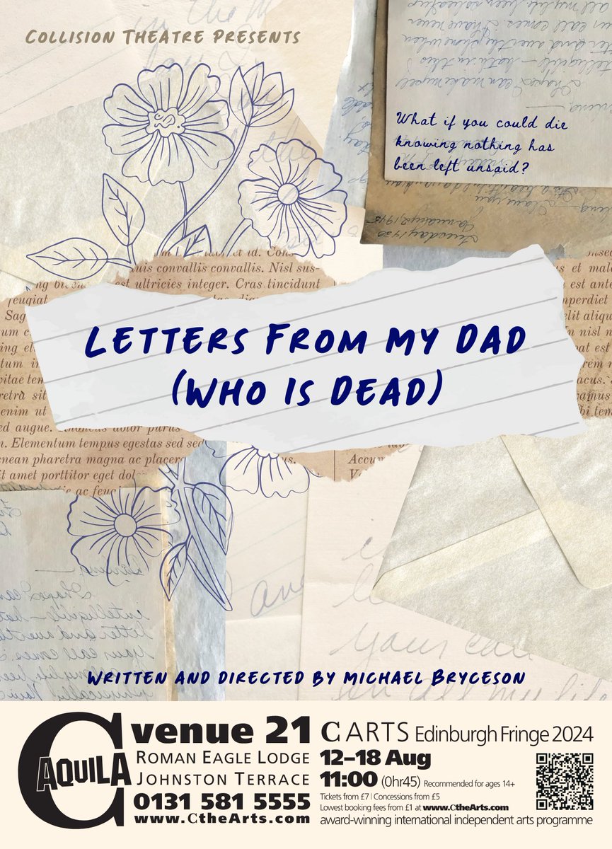 collision_thetr's tweet photo. @TheRaymondos @edfringe @theSpaceUK We’d love to have the MacPlebs at Letters From My Dad (who is dead) - A new student play that navigates love, loss and what to do when you’re running out of time.💌

We’ve spoken to your team a few times already but an extra plug can’t hurt anyone!

11am until the 18th @Cvenues🤍 https://t.co/RE7MIwfep6