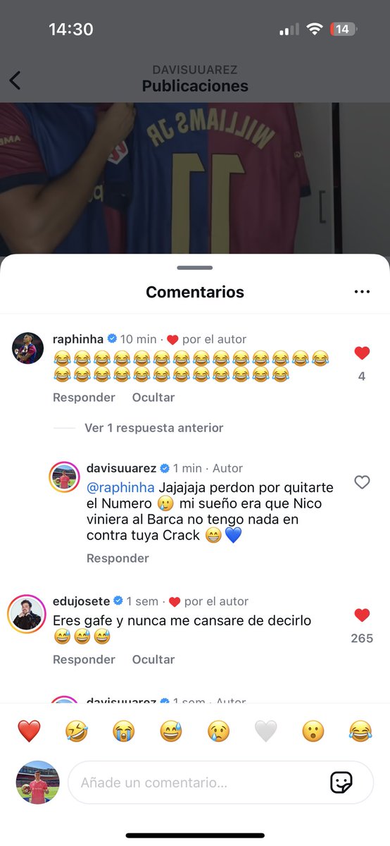 Si hombre que Raphinha se rie de mi por Quitarle su Numero y darselo a Nico Williams JAJAJAJA Historia