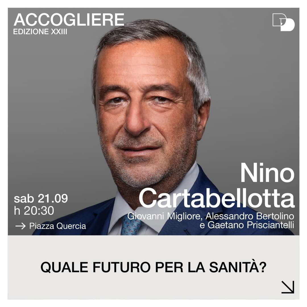 Dialoghi di Trani (@dialoghiditrani) on Twitter photo Quale futuro per la #sanità pubblica? Su questa domanda i Dialoghi di Trani interrogano il presidente <a href="/GIMBE/">Fondazione GIMBE</a> <a href="/Cartabellotta/">Nino Cartabellotta</a> che sarà il protagonista dell'incontro dei Dialoghi con la #scienza, intervistato dal giornalista Rai Gaetano Prisciantelli <a href="/myrthus/">Gaetano Prisciantelli 🇪🇺</a>
#Accogliere #salute Quale futuro per la #sanità pubblica? Su questa domanda i Dialoghi di Trani interrogano il presidente <a href="/GIMBE/">Fondazione GIMBE</a> <a href="/Cartabellotta/">Nino Cartabellotta</a> che sarà il protagonista dell'incontro dei Dialoghi con la #scienza, intervistato dal giornalista Rai Gaetano Prisciantelli <a href="/myrthus/">Gaetano Prisciantelli 🇪🇺</a>
#Accogliere #salute