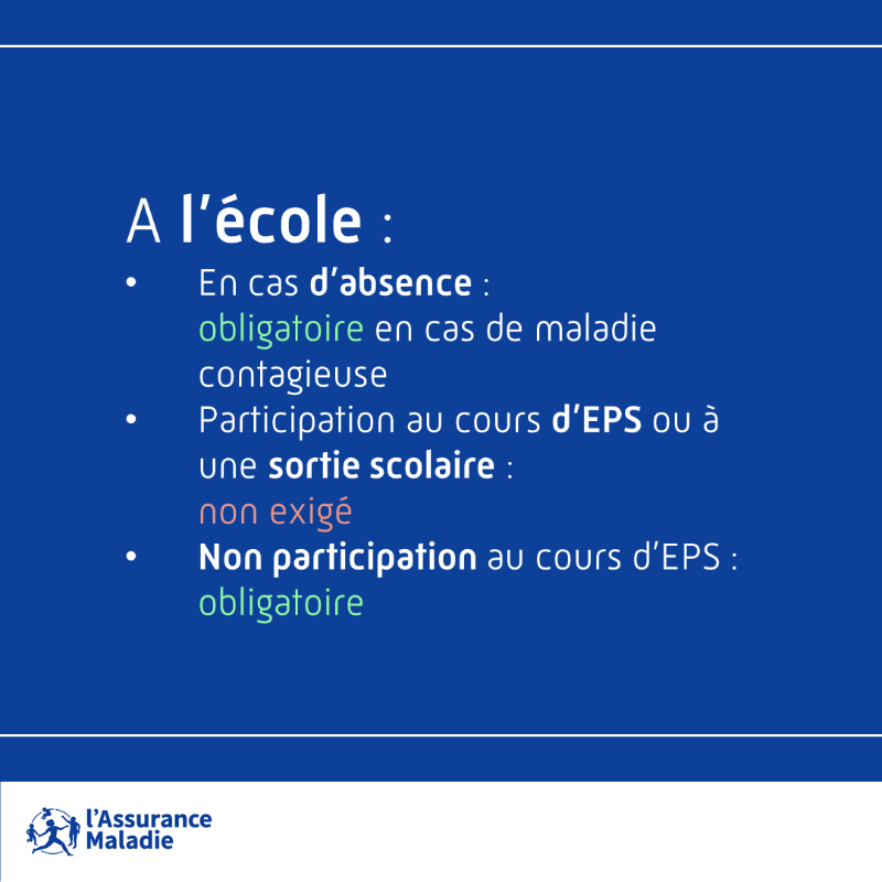 Assur_Maladie's tweet photo. #CertificatMédical | Avec la rentrée scolaire, des rendez-vous chez le #médecin généraliste sont souvent planifiés uniquement pour des demandes de certificats médicaux 🩺

💡 Une partie d’entre eux ne sont pas obligatoires, c’est-à-dire qu’aucune réglementation ne les impose !
