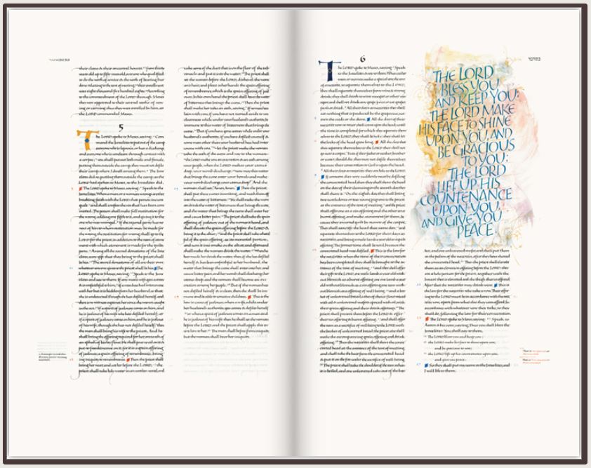 This week the St. John's Bible at Hutchins Library <a href="/bereacollege/">Berea College</a> is open to Numbers 5 and 6 with colorful calligraphy of the Aaronic blessing: "The LORD bless you and keep you...."