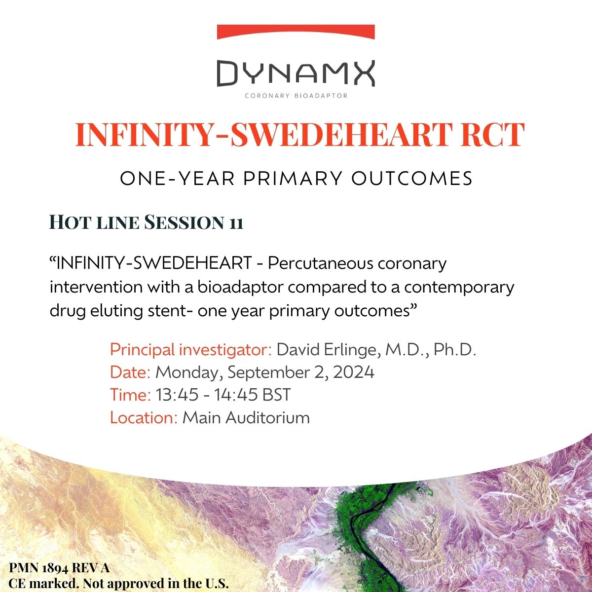 ElixirMed's tweet photo. At #ESC2024, we’ll unveil late-breaking, 12-month primary outcomes from the 2,400-patient INFINITY-SWEDEHEART RCT evaluating #DynamX compared to contemporary DES. Read more: https://t.co/2LZvfpUazw
 
@DavidErlinge
@stjam367
 
CE marked. Not for sale in the U.S.
 
PMN 1894 REV A https://t.co/l4djMxEQWL