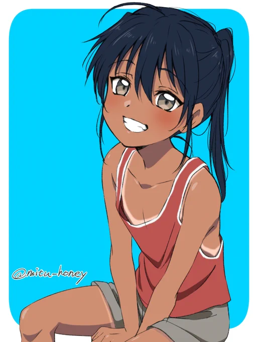 「田舎に帰るとやけになついた褐色ポニテショタがいる」の圭くんを描きました…単行本を買いました…(今からでも電子書籍で買えます)圭くん可愛いかったです…ちょっと切なかったです…圭くん…好きだ… 
