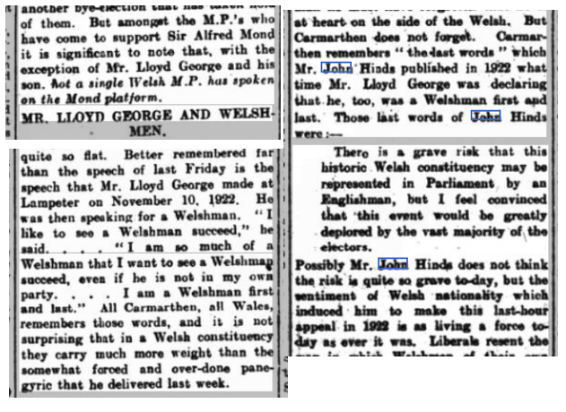 WelshMemorials's tweet photo. But then in 1924 the ‘Liberal’ candidate was (the very illiberal) Alfred Mond. The (Tory) Western Mail taunted the Liberals with Hinds’ comments that only a Welshman should represent Carmarthen 2/2 https://t.co/q1bjdicg5X