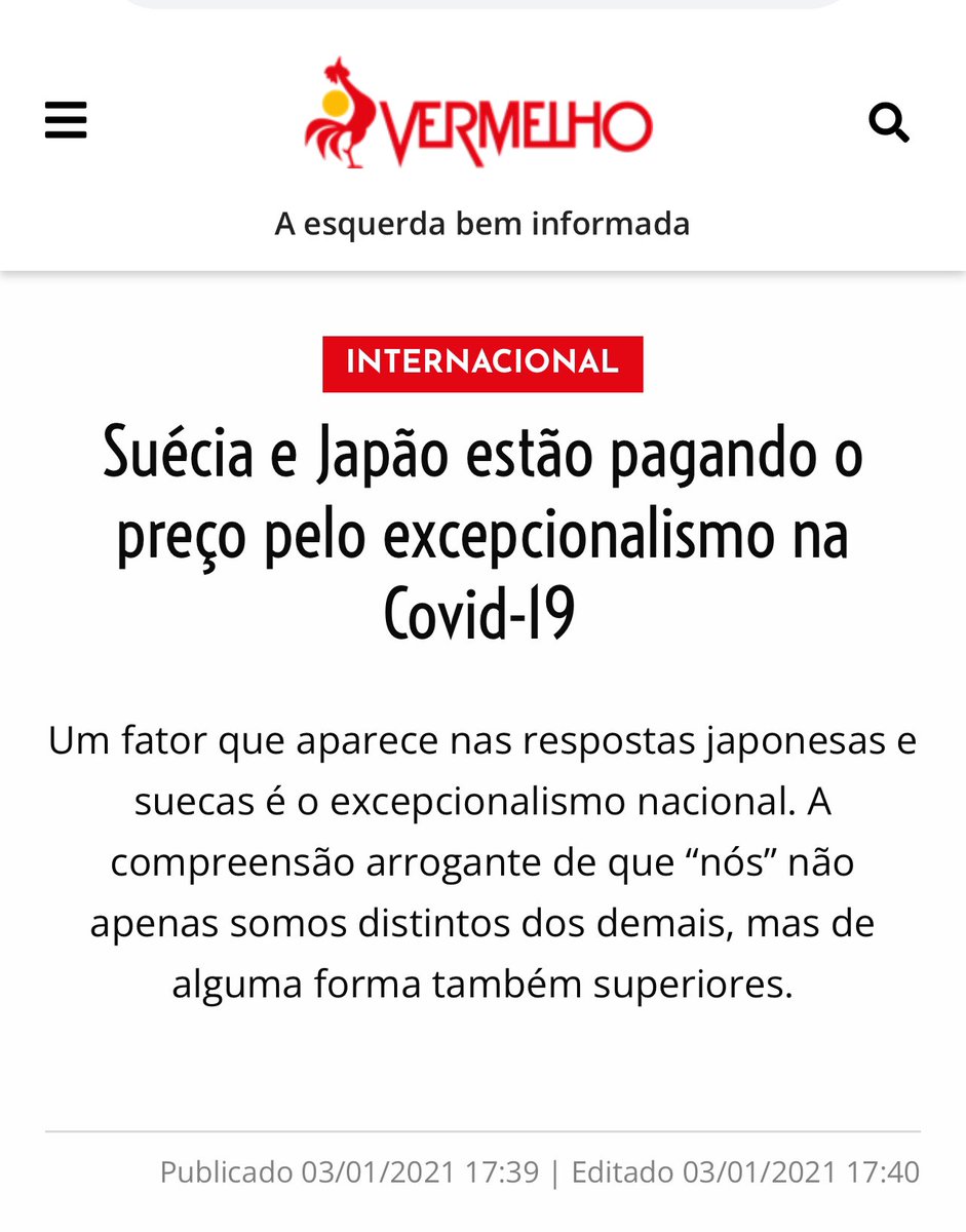 OsmarTerra's tweet photo. Na Pandemia da COVID, 3 países notoriamente resistiram à onda anti-científica do Lockdown, do “fique em casa” e “fecha tudo”! Foram a Suécia, o Japão e a Coreia do Sul, que não fecharam o comércio nem as escolas e nem tornaram as máscaras obrigatórias. Eles foram massacrados pela mídia mundial que os acusava de “genocídio”. Mas não se abalaram e serviram para comparar as estratégias com o resto do mundo. Agora, mais 4 anos passados, dá para comparar seus resultados objetivos com grandes países que fizeram o lockdown radical, como Brasil, Estados Unidos e Reino Unido. Comparem a taxa de mortalidade por COVID/milhão de habitantes dos que fecharam quase tudo: Brasil - 3.303/Milhão; Reino Unido - 3.389/Mi.; Estados Unidos - 3.642/Mi., com a dos que não fecharam nada : Suécia - 2.682/Milhão; Coreia do Sul - 700/Mi.; Japão  - 595/Mi. (covidvisualizer).Qual estratégia teve melhor resultado?! (Anexo matéria de 2021, de jornal da esquerda atacando a estratégia da Suécia e Japão). O pai da verdade é o tempo…