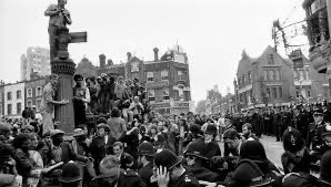 OTD in 1977, the Nazi National Front tried to march through Lewisham. Instead of letting the fascists have the streets or demonstrating on the other side of the borough, thousands of antifascists and the local black community confronted and stopped them. 

The NF was ran out of