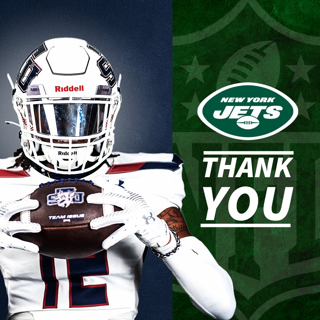 STU_Football's tweet image. Thanks to the @nyjets for stopping by today and checking in on our guys!

#RaiseTheStandard // #STUFootball