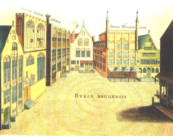 culturaltutor's tweet image. The prosperity of Bruges is what led to the world&apos;s first stock exchange.

Because the merchants travelling through the city all stayed in the same area, a square called the Beursplein, where there were dedicated inns, exchanges, lawyers, and brokers.

A financial district.