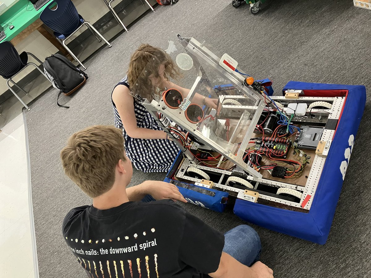 team832's tweet photo. we’ve been busy!! meetings have started back again, which means cleaning out the room, dismantling old bots, and figuring out the plan for the year. we are so excited for the upcoming season! https://t.co/5q71HTGim5