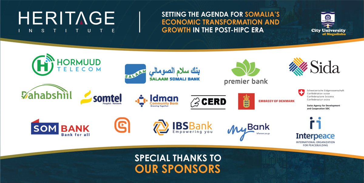 HIPSINSTITUTE's tweet image. Special thanks to our sponsors.

#SDF2024
#SomaliaDevelopment
#PostHipc
#HeritageForum