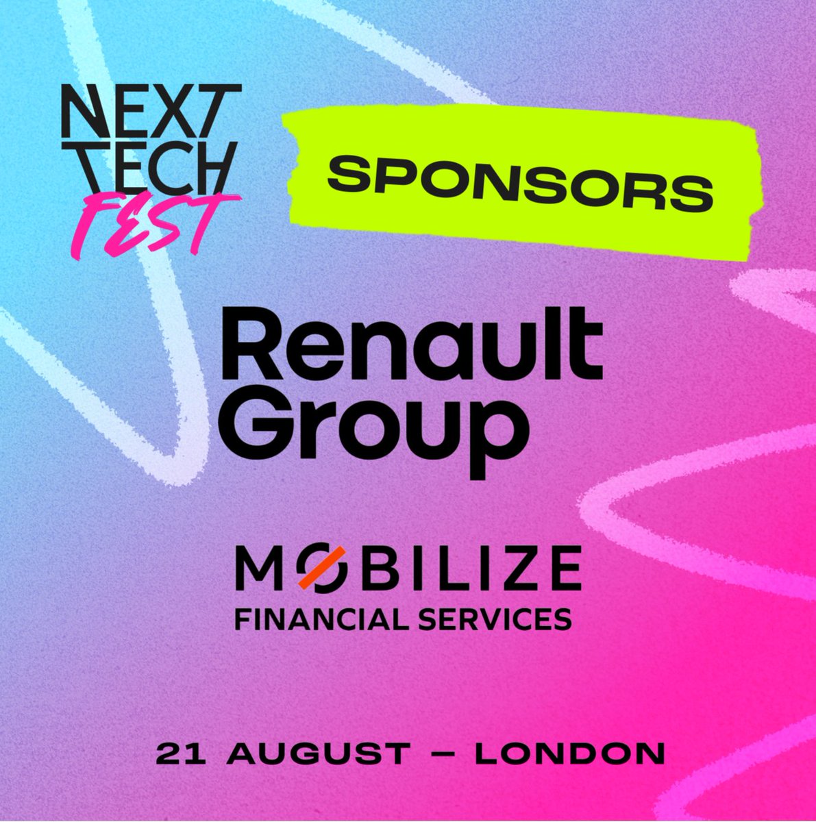 Next Tech Girls (@nexttechgirls) on Twitter photo We’re pleased to announce our partners @RenaultGroup and <a href="/Mobilize_FS/">Mobilize Financial Services</a> are sponsoring Next Tech Fest this year!
Make sure you're following for more details.💜
Join the waiting list to attend and we'll let you know if a space is available: eu1.hubs.ly/H0bGfrR0 We’re pleased to announce our partners @RenaultGroup and <a href="/Mobilize_FS/">Mobilize Financial Services</a> are sponsoring Next Tech Fest this year!
Make sure you're following for more details.💜
Join the waiting list to attend and we'll let you know if a space is available: eu1.hubs.ly/H0bGfrR0