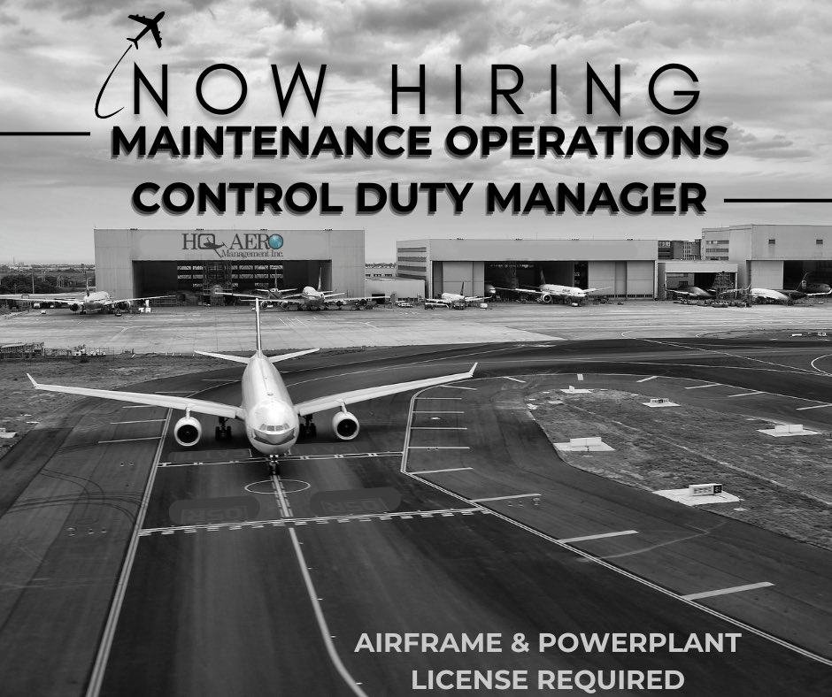❕NOW HIRING❕
Maintenance Operations Control Duty Managers!

*Must have current Airframe &amp; Powerplant License

Interested in hearing more?
Give us a call today at (304) 848-0900 or visit our website at HQAero.com for more information!