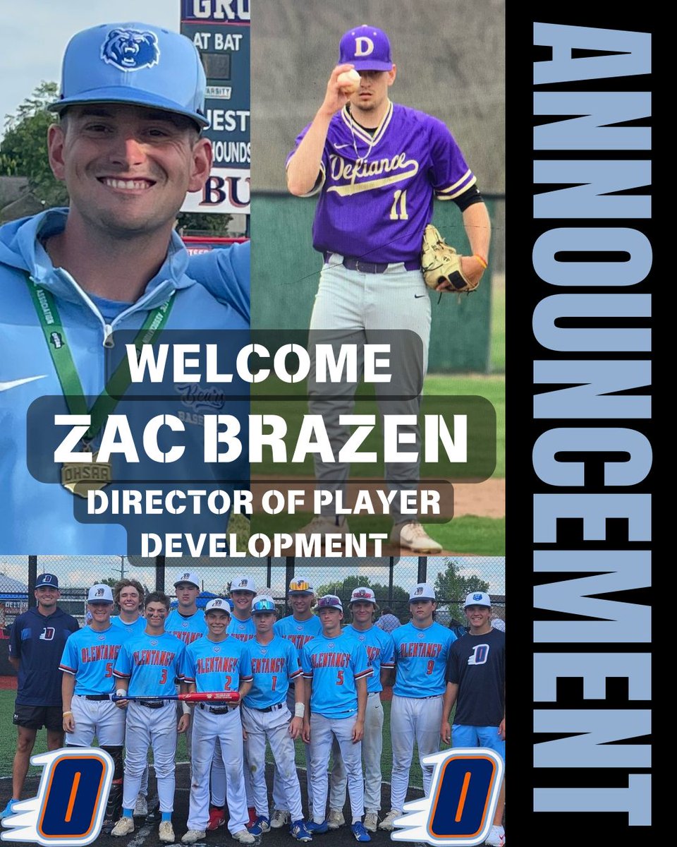 Olentangy Baseball Club proudly announces Zac Brazen as the Director of Player Development. Zac is the Head JV Baseball Coach at Olentangy Berlin High School, a Pro Instructor at D-Bat, and a Defiance Baseball Grad. OBC is lucky to add Zac to such a valuable role!