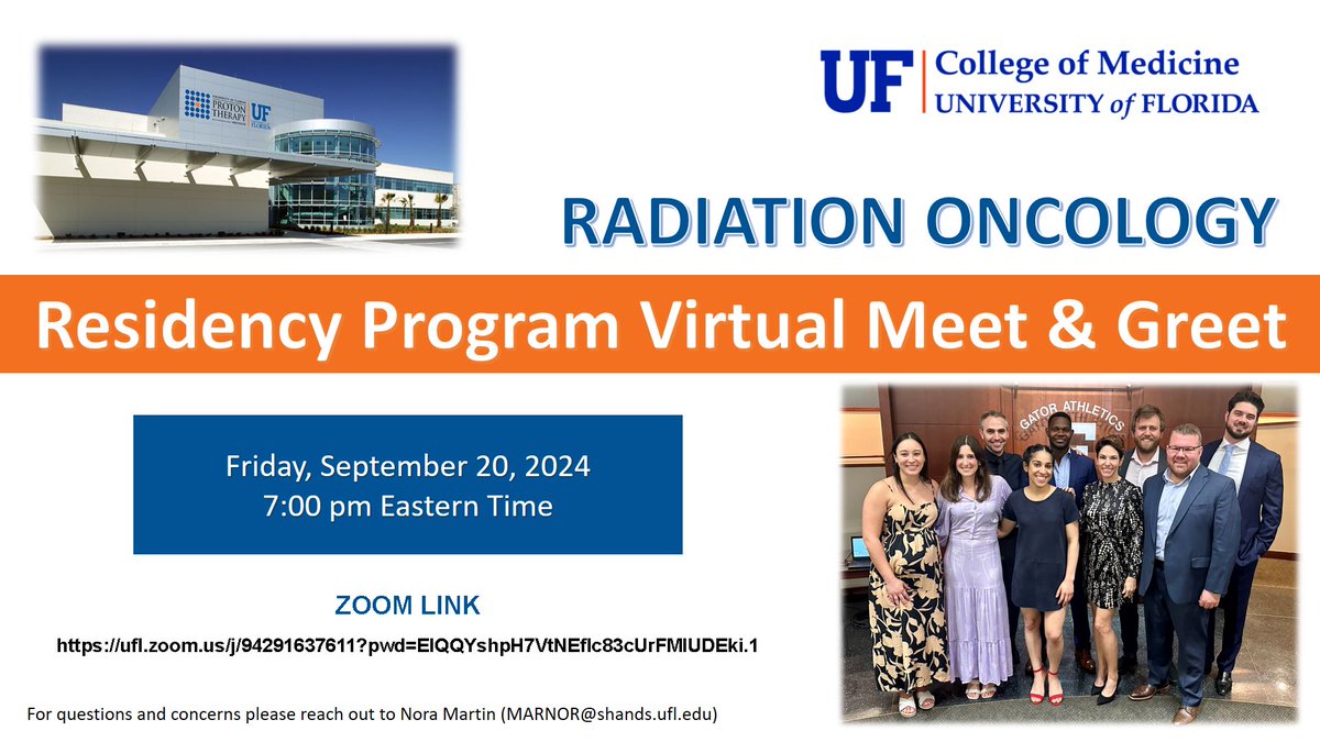 UFRadOnc (@ufradonc) on Twitter photo If you are a #medstudent planning to apply for residency in #radonc in the 2024-2025 #NRMP match, join our Sept 20 virtual info session to learn about #UFRadOnc: buff.ly/3yzFK2E and visit our website: buff.ly/3SIxLan <a href="/UFHealth/">UF Health</a> <a href="/UFHealthCancer/">UF Health Cancer Center</a> <a href="/UFProtonTherapy/">UF Health Proton Therapy</a> If you are a #medstudent planning to apply for residency in #radonc in the 2024-2025 #NRMP match, join our Sept 20 virtual info session to learn about #UFRadOnc: buff.ly/3yzFK2E and visit our website: buff.ly/3SIxLan <a href="/UFHealth/">UF Health</a> <a href="/UFHealthCancer/">UF Health Cancer Center</a> <a href="/UFProtonTherapy/">UF Health Proton Therapy</a>