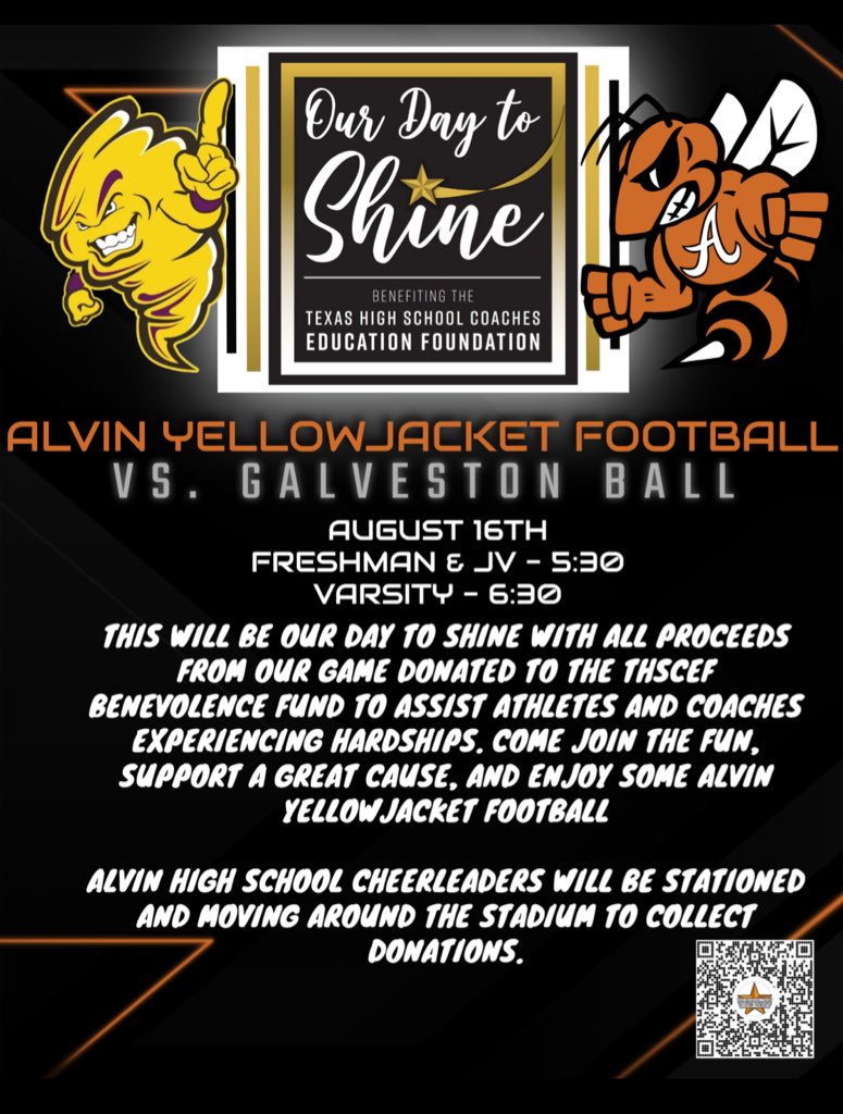 DJJG11's tweet photo. Looking forward to hosting the @galvestonball football team this week. We will be participating in the @THSCAcoaches #OurDayToShine campaign to help raise money for the THSCA Benevolence Fund. Bring your spare change or a $5 bill. Everything collected will go to great cause! https://t.co/757rZOPvEA