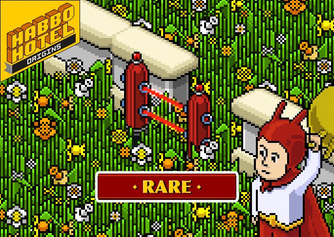 🔴 ¡𝐏𝐮𝐞𝐫𝐭𝐚 𝐥𝐚́𝐬𝐞𝐫 𝐫𝐨𝐣𝐚! 
¡Prepárate para Battle Ball con las puertas láser rojas en honor al Red Devil! Disponible por una semana en el catálogo por 50 créditos 👀
¡No te lo pierdas! 
#HabboOrigins #HabboHotelOrigins