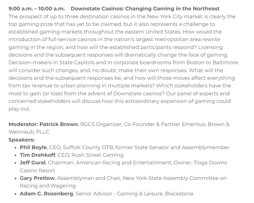 EquineInfoEx's tweet image. Gary Pretlow, Assmblyman &amp;amp; Chair, NYS  Racing &amp;amp; Gaming and discusses delay of awarding 3 new casino licenses and expressed his frustration. @ResortsWorldNYC @rgcsaratoga #RGCS #RacingGamingConfrenceSaratoga #casino #wagering